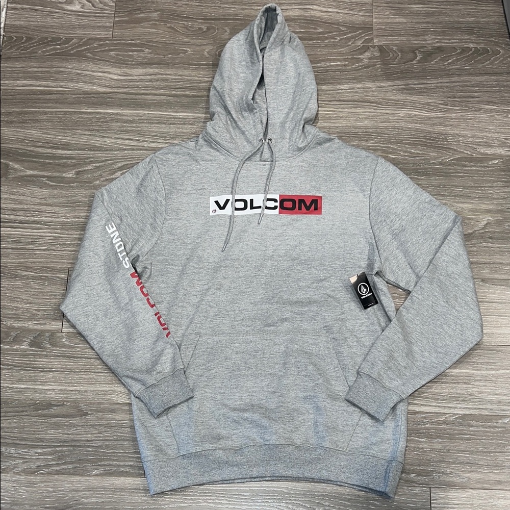 Volcom Light Gray Hoodie with Red Accents